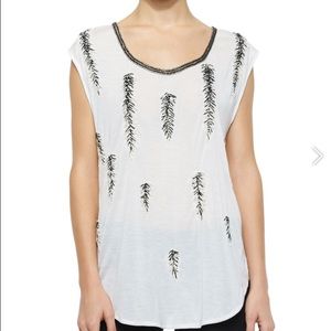 NEW Haute Hippie Feather Beaded Tee